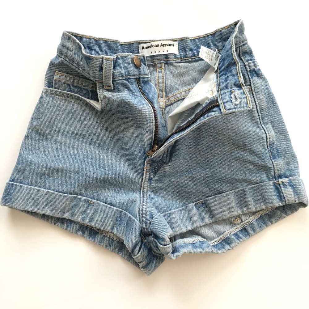American Apparel l High Waisted Jean Shorts